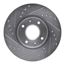 R1 00-04 Volvo V40 Front Right Drilled & Slotted Silver Brake Rotor