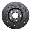 R1 01-03 Volkswagen EuroVan Rear Left Drilled & Slotted Black Brake Rotor
