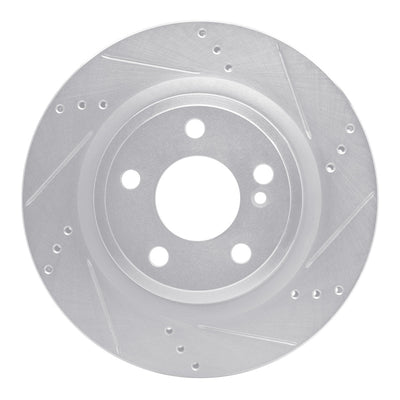 R1 14-19 Mercedes-Benz CLA250 Rear Right Drilled & Slotted Silver Brake Rotor