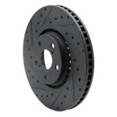 R1 07-11 Lexus GS350 Left Front Drilled & Slotted Black Brake Rotor