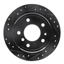 R1 81-86 BMW 735I Rear Left Drilled & Slotted Black Brake Rotor