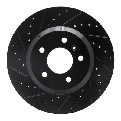 R1 06-16 Buick Lucerne Front Left Drilled & Slotted Black Brake Rotor