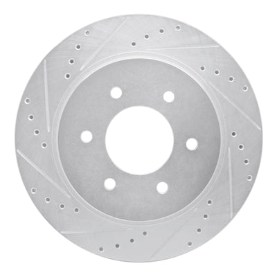 R1 16-24 Nissan Titan XD Front Left Drilled & Slotted Silver Brake Rotor
