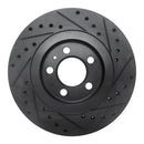 R1 92-95 Volkswagen Jetta Sedan Front Left Drilled & Slotted Black Brake Rotor