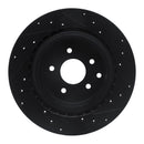 R1 03-08 Infiniti G35 Rear Drilled & Slotted Black Brake Rotor Set