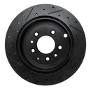 R1 07-12 Ford Edge Rear Right Drilled & Slotted Black Brake Rotor