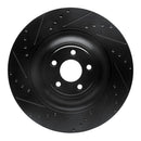 R1 10-24 Jaguar XFR Rear Left Drilled & Slotted Black Brake Rotor