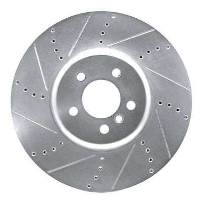 R1 09-17 BMW 750LI xDrive Left Front Drilled & Slotted Silver Brake Rotor