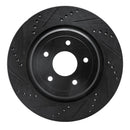 R1 06-13 Chevrolet Corvette Rear Drilled & Slotted Black Brake Rotor Set