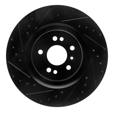R1 06-12 Mercedes-Benz GL350 Front Left Drilled & Slotted Black Brake Rotor