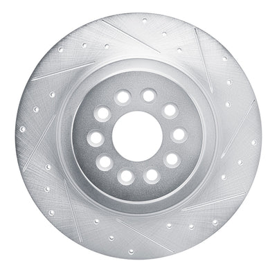 R1 03-05 Jaguar S-Type Rear Right Drilled & Slotted Silver Brake Rotor