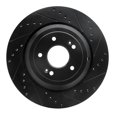 R1 17-19 Genesis G90 Rear Right Drilled & Slotted Black Brake Rotor