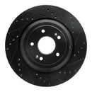 R1 17-19 Genesis G90 Rear Right Drilled & Slotted Black Brake Rotor