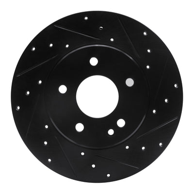 R1 97-98 Mercedes-Benz C230 Front Right Drilled & Slotted Black Brake Rotor