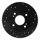R1 82-88 Nissan 280ZX Rear Right Drilled & Slotted Black Brake Rotor