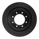 R1 12-21 Nissan NV1500 Rear Left Drilled & Slotted Black Brake Rotor