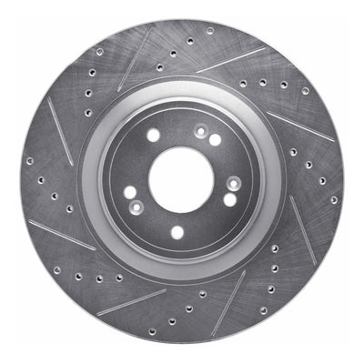 R1 18-20 Genesis G80 Front Left Drilled & Slotted Silver Brake Rotor