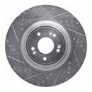 R1 18-20 Genesis G80 Front Left Drilled & Slotted Silver Brake Rotor