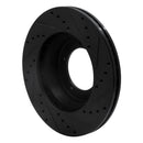 R1 90-16 Land Rover Defender 90 Front Left Drilled & Slotted Black Brake Rotor