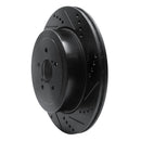 R1 03-04 Subaru Impreza Rear Right Drilled & Slotted Black Brake Rotor