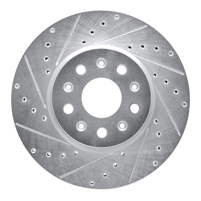 R1 16-25 Cadillac CT5 Front Left Drilled & Slotted Silver Brake Rotor
