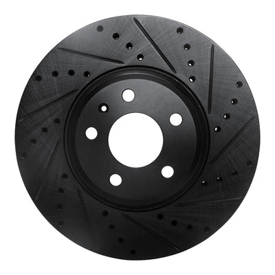 R1 08-12 Audi Q5 (Mexico) Front Right Drilled & Slotted Black Brake Rotor