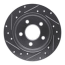 R1 94-04 Ford Mustang Rear Right Drilled & Slotted Silver Brake Rotor