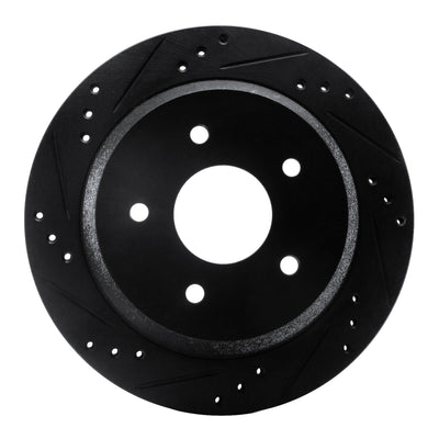 R1 98-05 Chevrolet S10 Rear Left Drilled & Slotted Black Brake Rotor