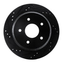 R1 98-05 Chevrolet S10 Rear Left Drilled & Slotted Black Brake Rotor