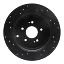 R1 07-09 Hyundai Santa Fe Rear Right Drilled & Slotted Black Brake Rotor