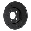 R1 85-91 Audi 5000S Front Right Drilled & Slotted Black Brake Rotor