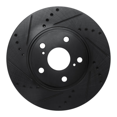 R1 99-07 Lexus ES330 Front Left Drilled & Slotted Black Brake Rotor