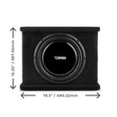 DS18 Single 12in Shallow Subwoofer and Enclosure 350 Watts RMS Sealed Black Carpet