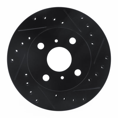 R1 88-92 Geo Prizm Front Right Drilled & Slotted Black Brake Rotor