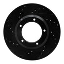 R1 90-16 Land Rover Defender 90 Front Left Drilled & Slotted Black Brake Rotor