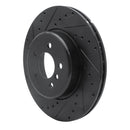 R1 10-19 BMW 535I GT Rear Left Drilled & Slotted Black Brake Rotor