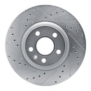 R1 17-25 Volvo V90 Front Left Drilled & Slotted Silver Brake Rotor