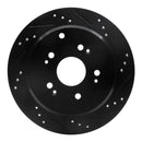 R1 2005-2018 Acura RDX Rear Right Drilled & Slotted Black Brake Rotor