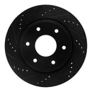 R1 05-07 Infiniti QX56 Front Left Drilled & Slotted Black Brake Rotor