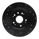 R1 02-04 Honda CR-V Rear Right Drilled & Slotted Black Brake Rotor