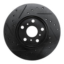 R1 90-91 Toyota Celica Front Right Drilled & Slotted Black Brake Rotor