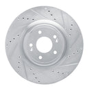 R1 18-22 Genesis G70 Front Right Drilled & Slotted Silver Brake Rotor