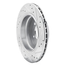 R1 88-94 BMW 740I Rear Left Drilled & Slotted Silver Brake Rotor