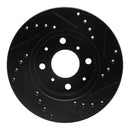 R1 84-90 Honda Accord Hatchback Front Left Drilled & Slotted Black Brake Rotor