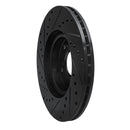 R1 06-14 Honda Ridgeline Rear Right Drilled & Slotted Black Brake Rotor