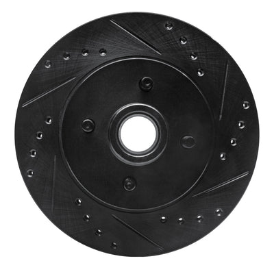 R1 87-93 Ford Mustang Front Right Drilled & Slotted Black Brake Rotor