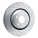 R1 20-25 Tesla Model Y Rear Right Drilled & Slotted Silver Brake Rotor