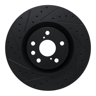 R1 11-25 Lexus IS200T Left Front Drilled & Slotted Black Brake Rotor