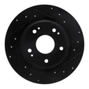 R1 17-20 Honda Civic Front & Rear Drilled & Slotted Black Brake Rotor Set