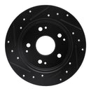 R1 97-06 Acura RSX Rear Drilled & Slotted Black Brake Rotor Set